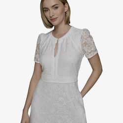 Karl Lagerfeld Women's Short Sleeve Lace Elegant Dainty Dress (12)