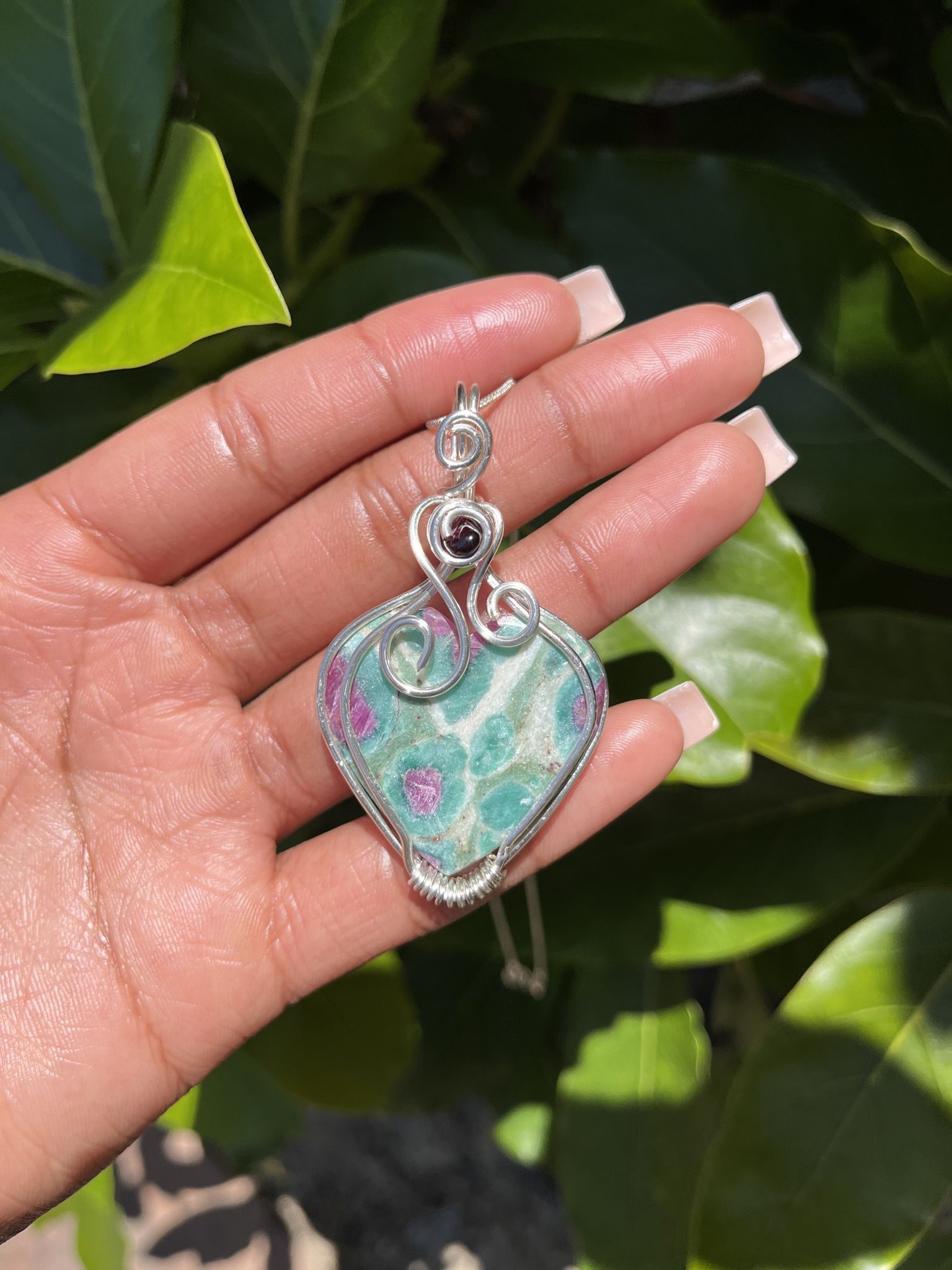 Ruby Fuchsite + Garnet Pendant