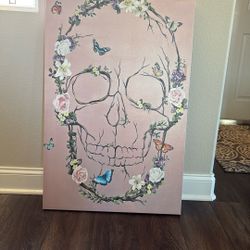 Floral Light Pink Skull Wall Decor