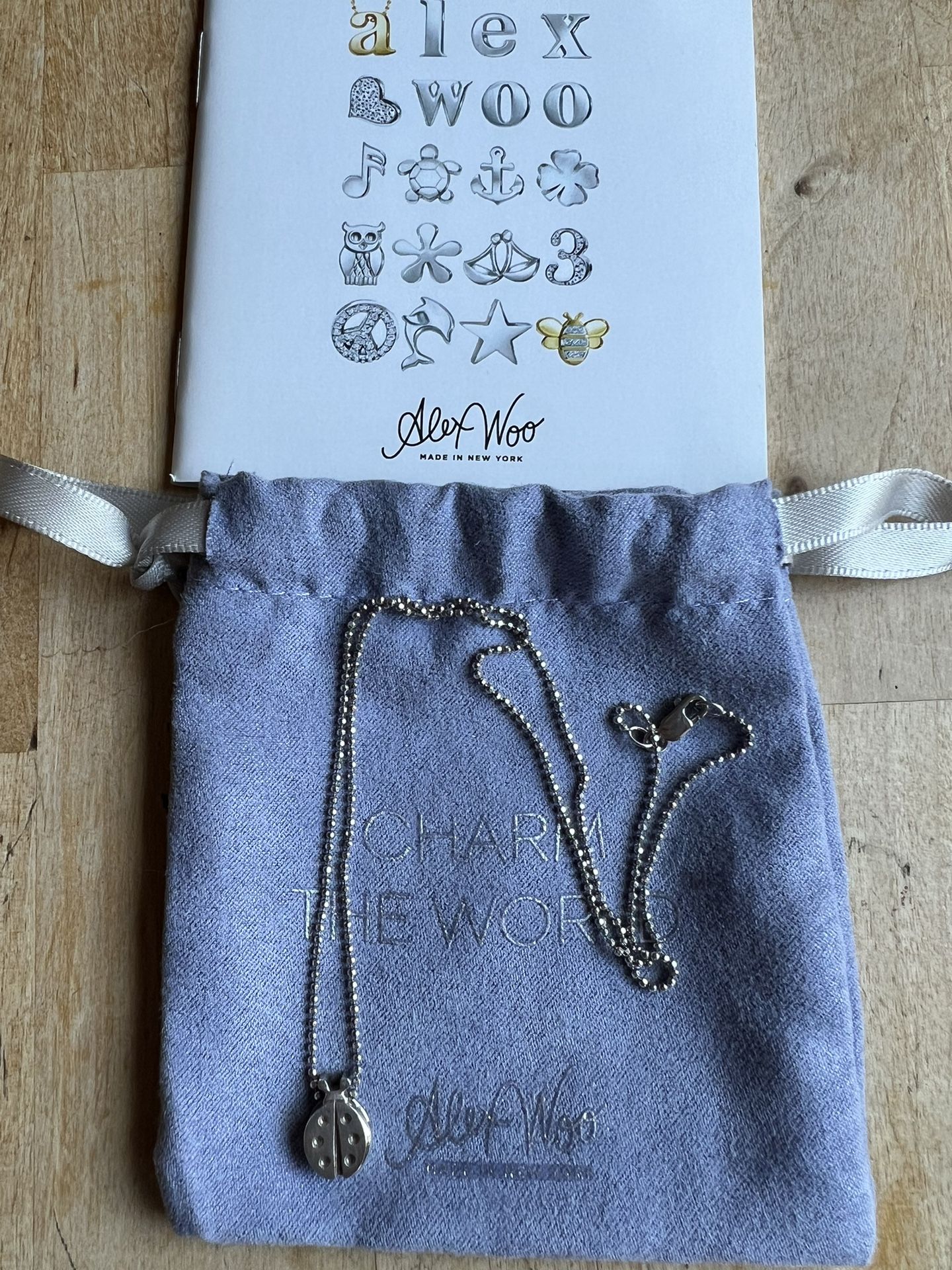 Designer Alex Woo Sterling Silver Ladybug Necklace