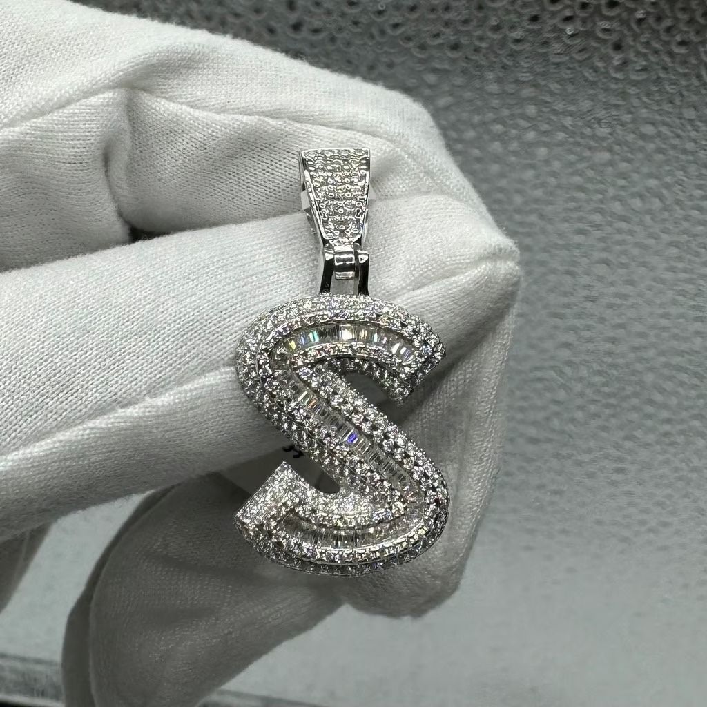 A Moissanite Initial in Sterling Silver with a CTW of 2.50 in Bugget Style