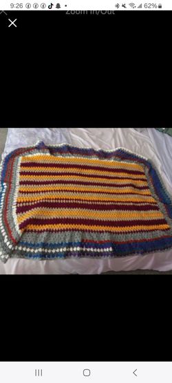 Handmade Crochet Striped Afghan Blanket