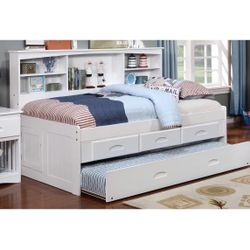 VERSATILE Comeaux Solid Wood Daybed w/ Bookcase & Trundle - Very Good Condition!
