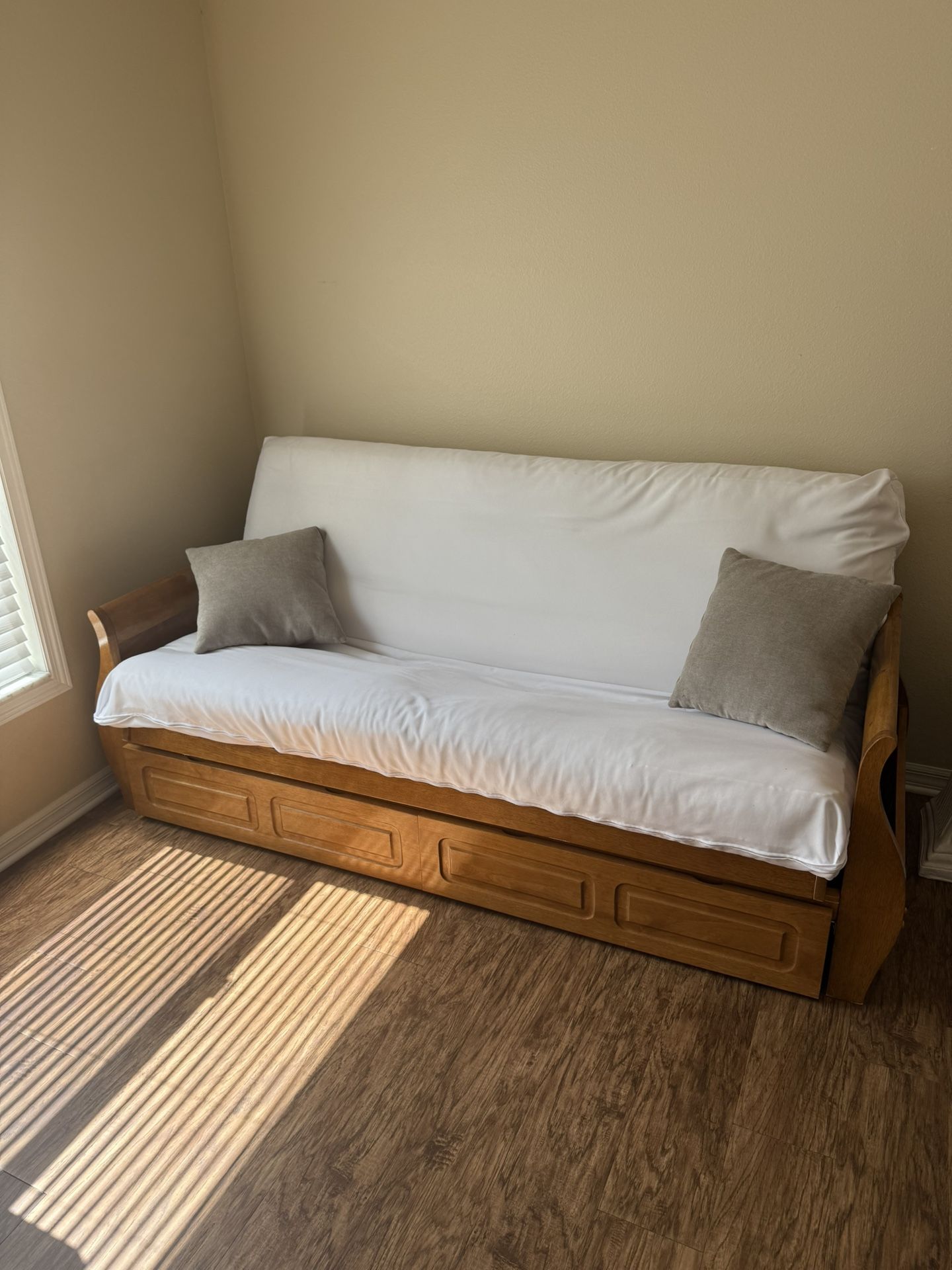 Wood Futon, Mattress and cover