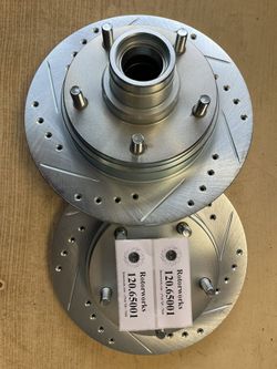 Ford E100 75-76-77-78-79-80-81-82-83 Front Drill Slot Rotors Ceramic Pads 
