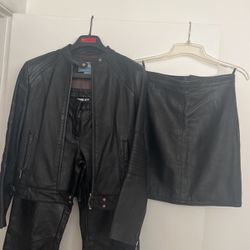 Leather Jacket, Pants And Skirt