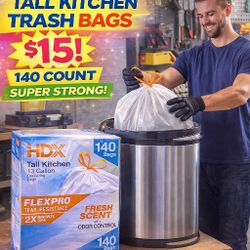 13 Gallon Trash Bags 140 Count Heavy Duty Only $15