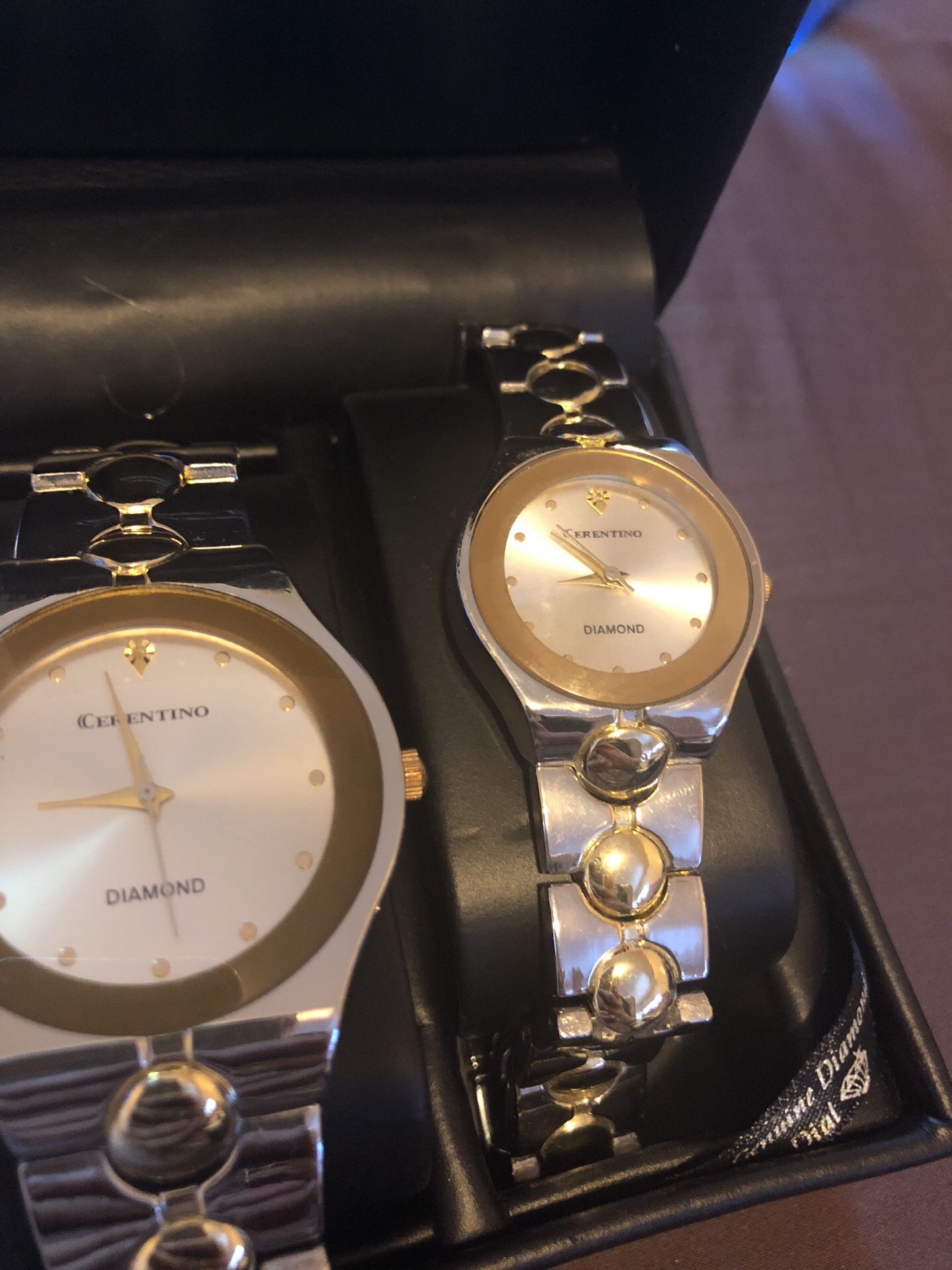 Cerentino genuine diamond dial Couples watch men and women 