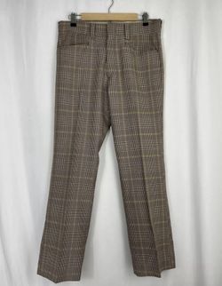 Vintage MW Brand Plaid Pants Brown Gold Tan 34x29 12”rise Pleated