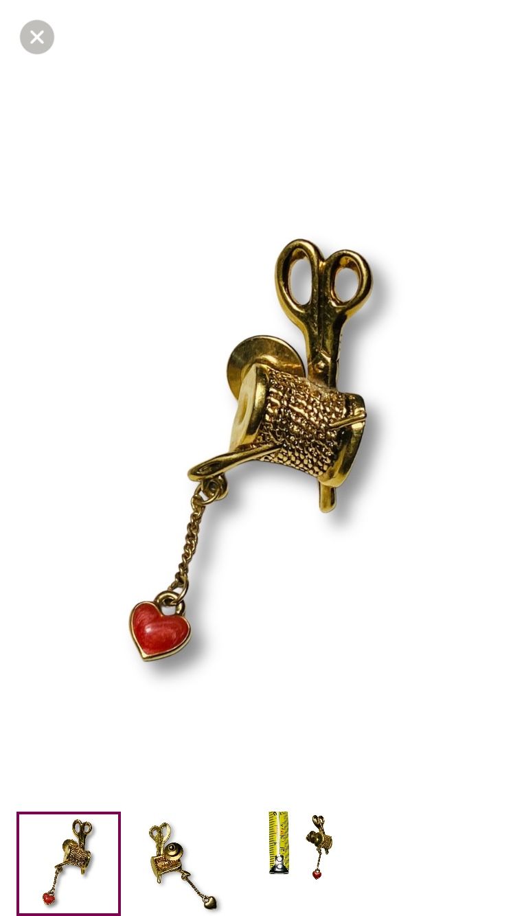 Vintage Gold Avon Scissor, Thread, & Needle Brooch