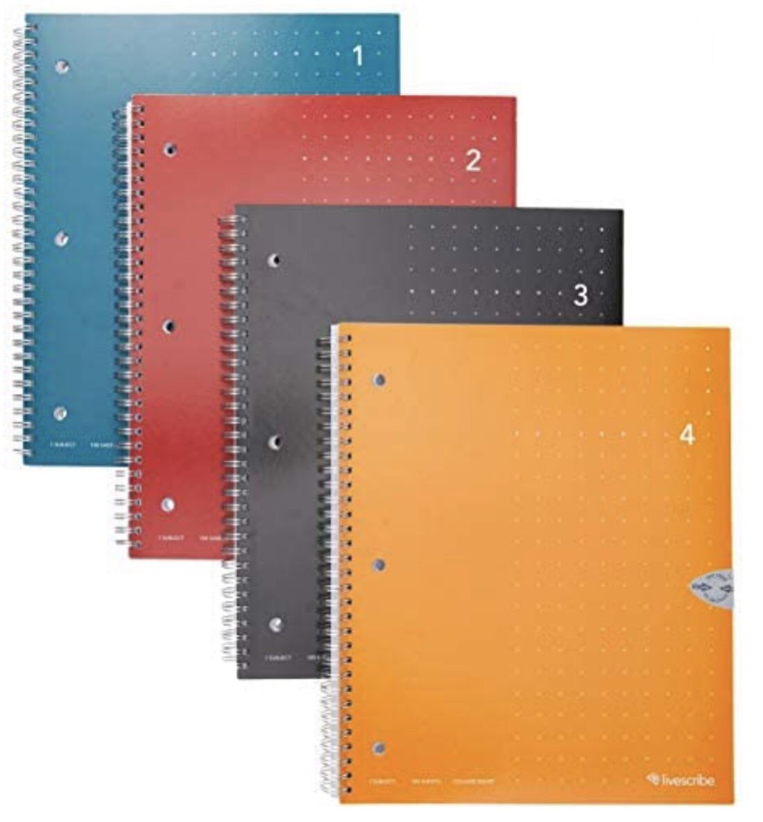NEW 4 Livescribe 8.5" x 11" Single Subject Notebooks 1-4  College Rule
