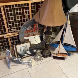Lot Of nautical Stuff.  Baby Gate.   Lamp