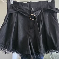Black Shorts With Lace Bottom [New, Never Worn]