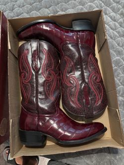 Burgundy Patent Leather Cowboy Boots