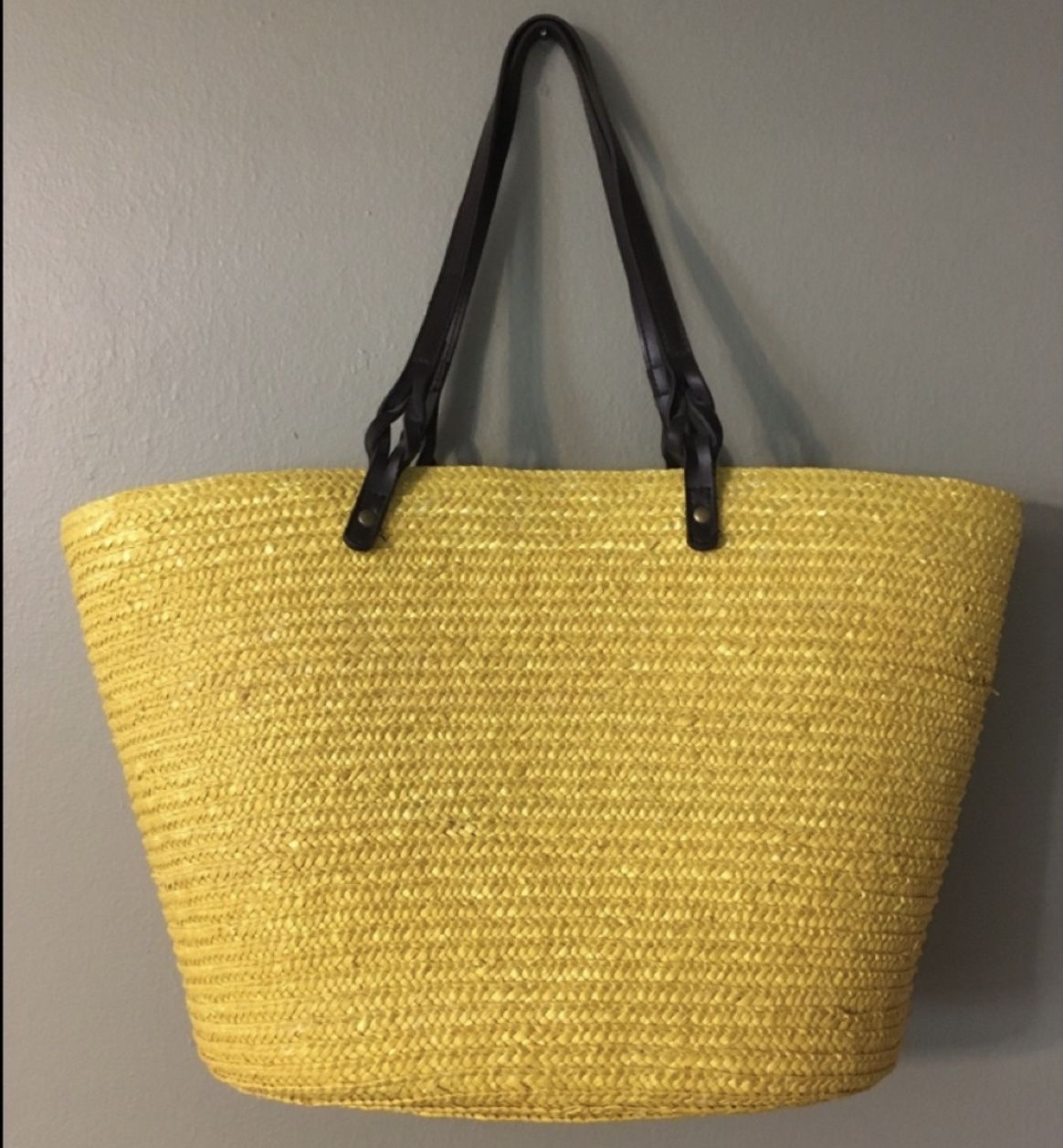 NEW Women yellow  straw beach tote bag  