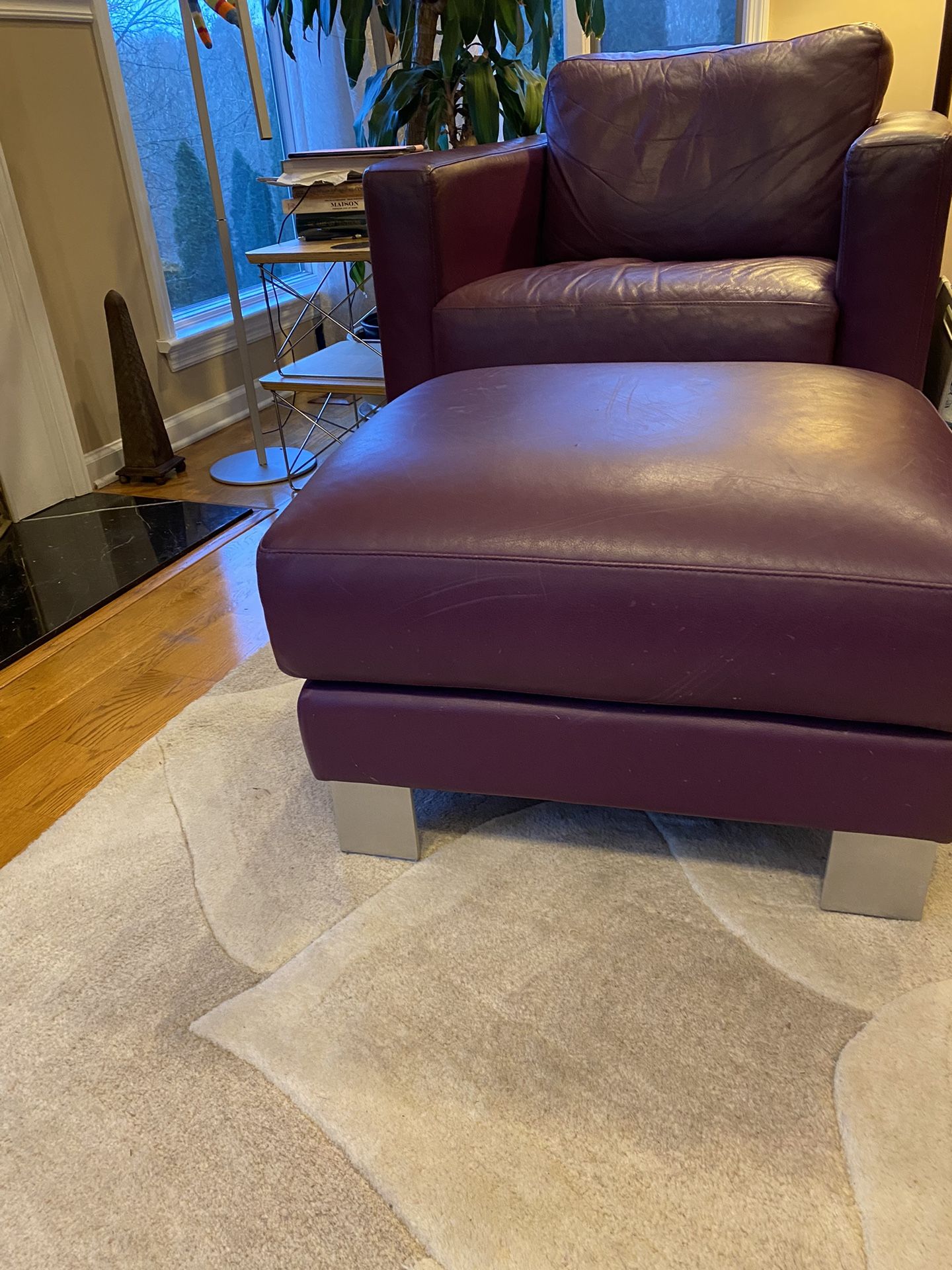 Leather Armchair Rich Purple
