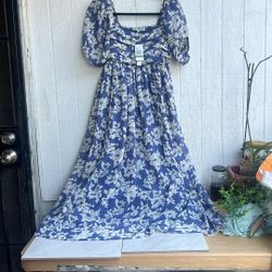 Women Drees.  L.   WallFlower Vestido largo Eliza plisado de gasa con mangas