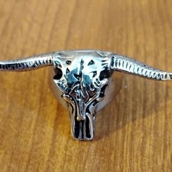 Buffalo Bull Head Skull Stainless steel Ring size 8.5