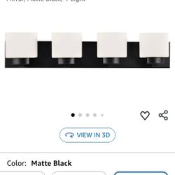 Vanity Light Dimmable with Frosted Glass for Above Bathroom Mirror, Matte Black, 4-Light