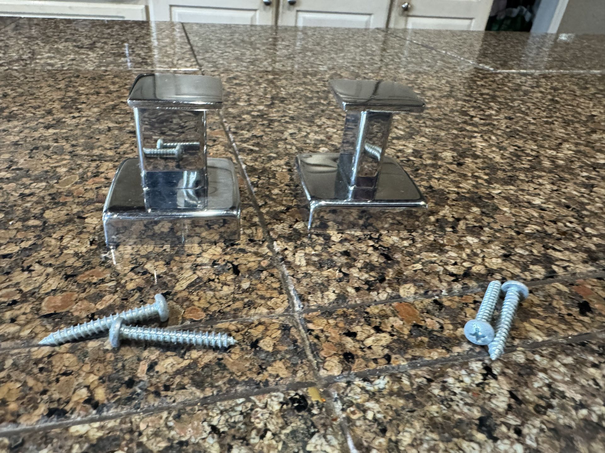 2 Polished Stainless Steel Robe Hooks