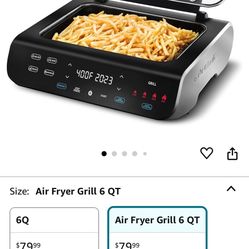 Gourmia Smokeless Indoor Grill & Air Fryer(6qt)