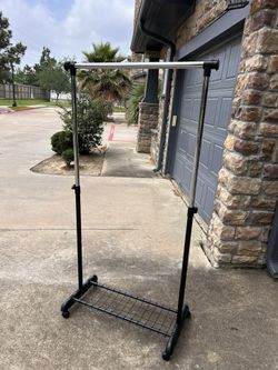 Adjustable Garment Rack with Bottom Shelf – Rolling Clothes Rack