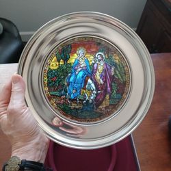 1982 Stained Glass Christmas Plate Flight Into Egypt