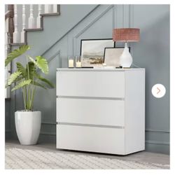 3-Drawer White Wood Chest of Drawers Bedside Table Storage Dresser Freestanding Cabinet 30 in. W x 32 in. H x 16 in. D
