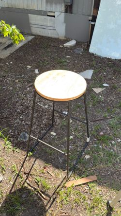 Backless Wood and Metal Bar Stool