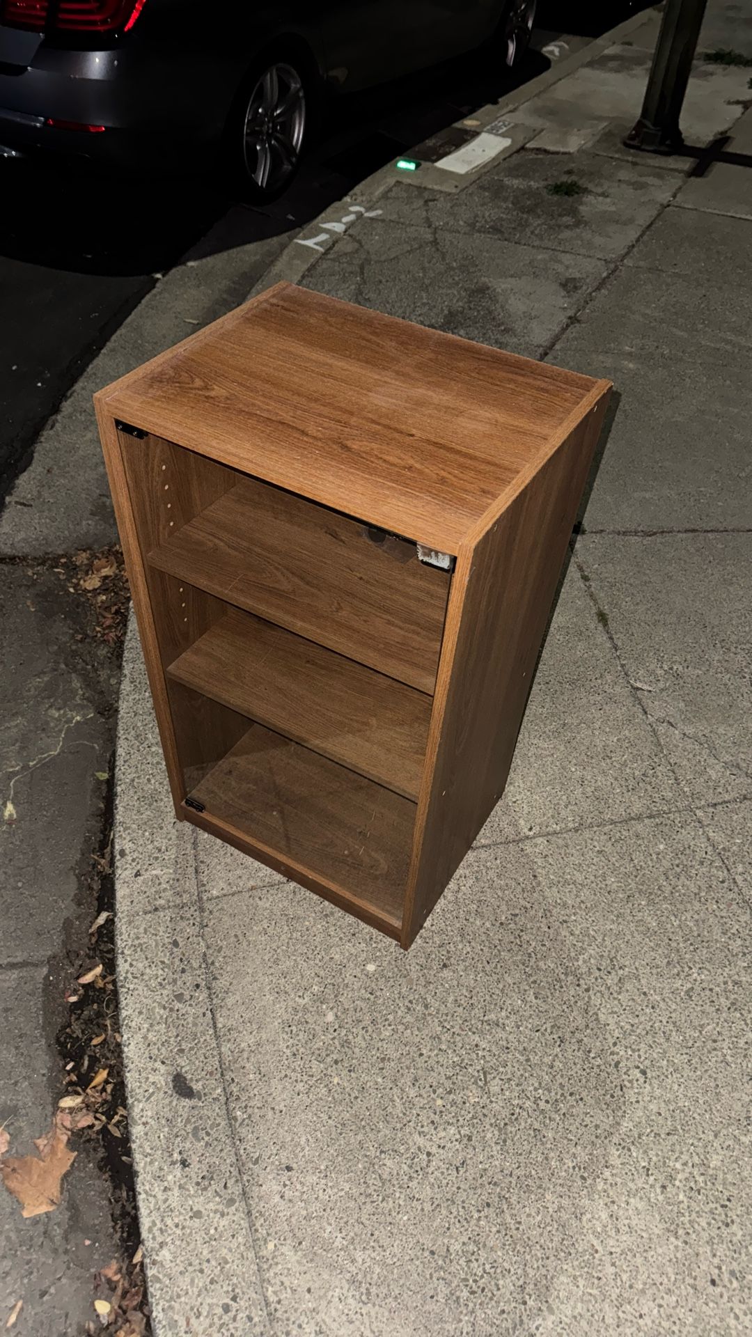 Wooden Shelves With Glass Door.