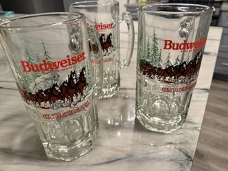 Vintage Budweiser Christmas Beer Steins