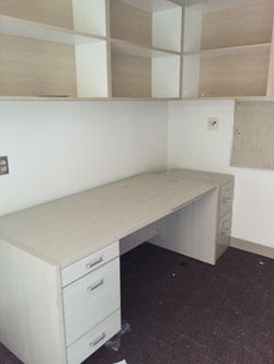 Desk with filing cabinet