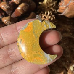 925 Silver Bundle Bee Jasper Moon Pendant 