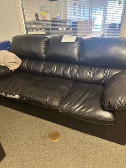 Black Faux Leather 3-Seat Sofa