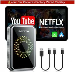 Wired Carplay To Wireless Adapter Stream Netflix Youtube Tiktok via Hotspot Only For Wired Carplay