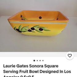 Laurie Gates Sonora square servin fruit Bowl designed in los angeles 9.5 × 9.5
