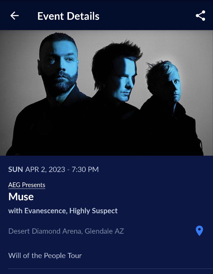 MUSE Tickets $60