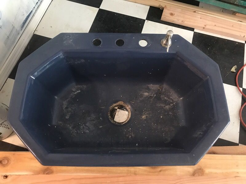 Cast iron kitchen blue sink