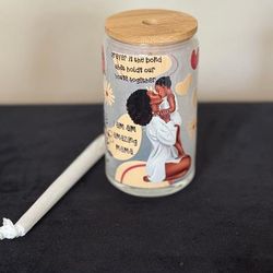 I Am Amazing Mama Bamboo Glass Cup 