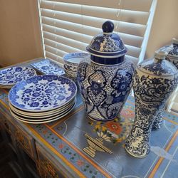 Chinese Plate Set Bowls  Antique 