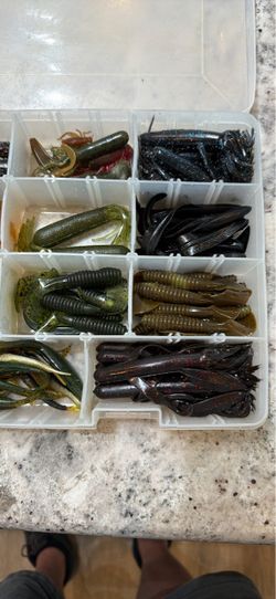 Plastic fishing worms and creatures