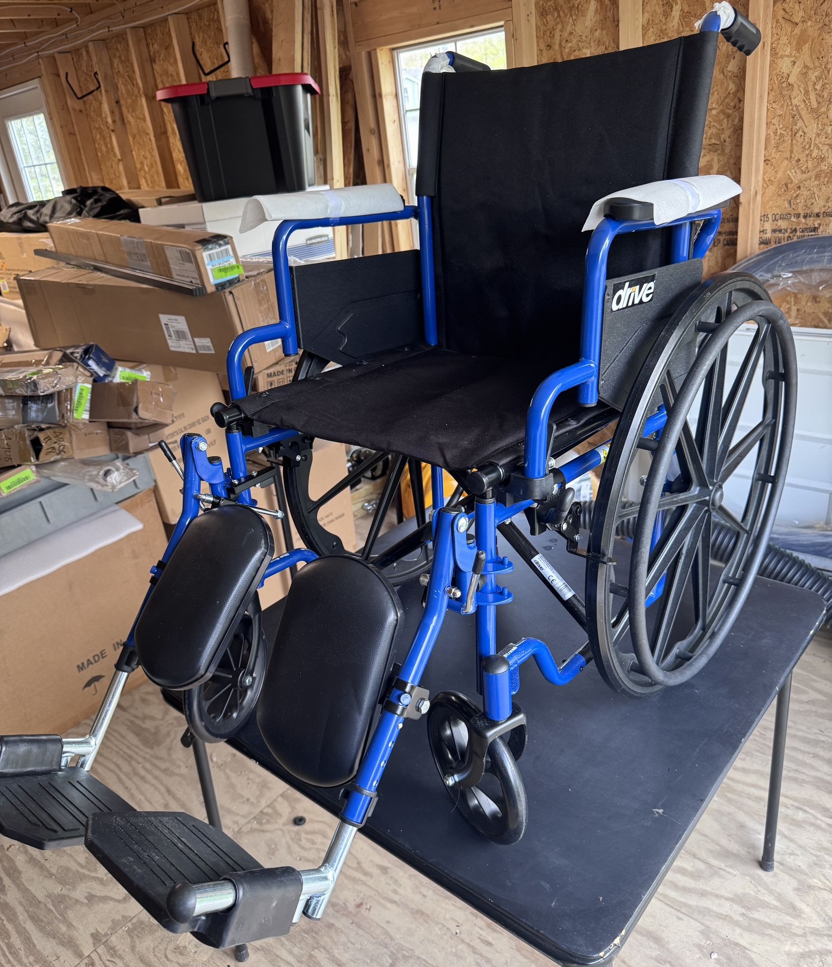 Blue Streak Wheelchair 20” Flip Back Desk Arms Swing Away Footrests