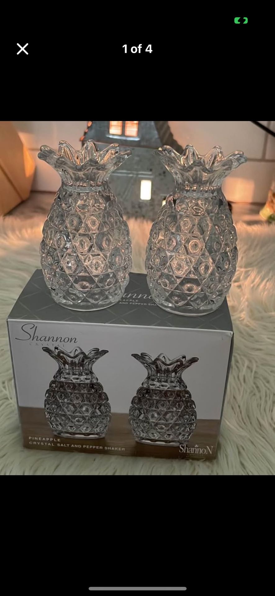 Shannon Crystal by Godinger Clear Crystal Pineapple Salt & Pepper Shakers