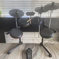 Xbox 360 Ion Drum Rocker Rock Band Drums W/ Sticks, Pedals Manual Complete