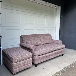 Vintage MCM Textured Loveseat w/ Ottoman •FREE DELIVERY•