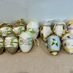 Set of 11 Pastel Floral Silk Easter Egg Ornaments
