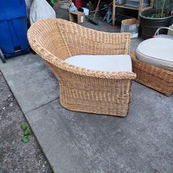 Wicker chair and ottoman