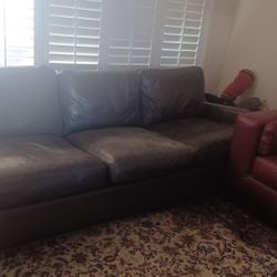Grey Leather Couch Gently Used