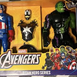 Marvel Avengers Venomized Captain America and Hulk Figures - Blue, Black, Green