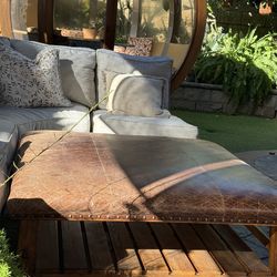 Pottery Barn leather ottoman